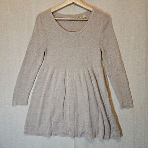 Anthropologie Knitted & Knotted Tan Beige Sweater Dress Silk Blend Medium